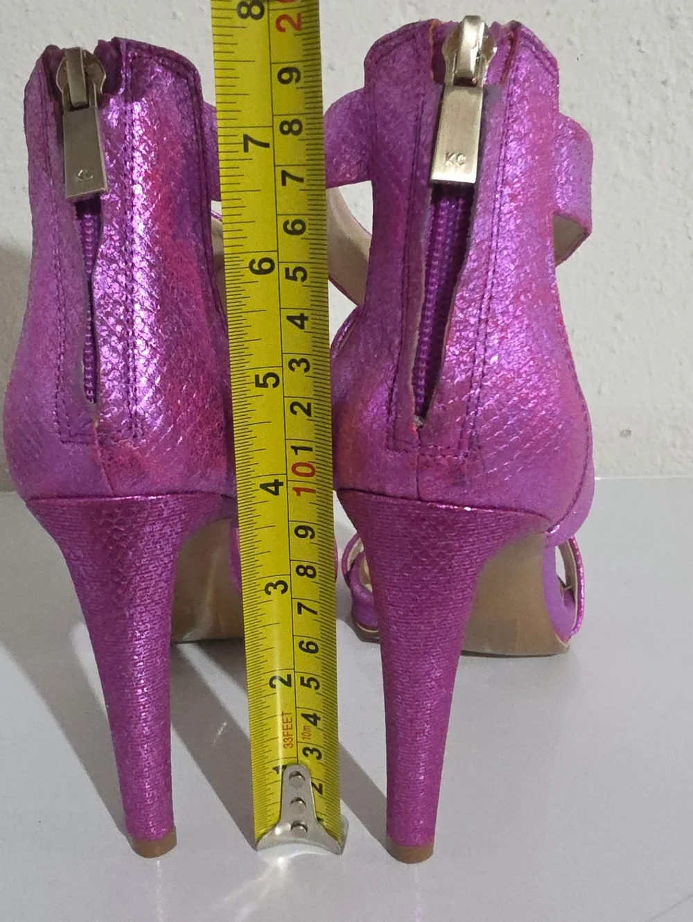 Kenneth Cole Brooke Metallic Pink Strappy High Heel Sandals